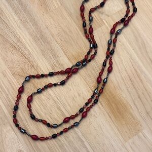 Red and Black Glass Beaded Necklace